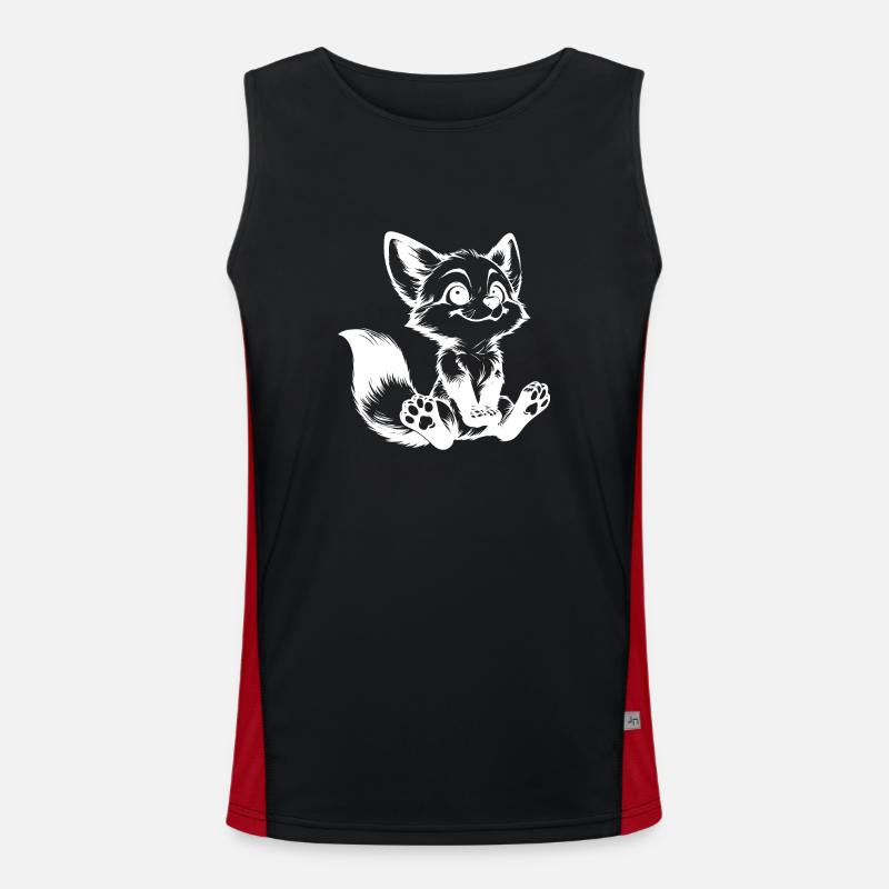 Curious Fox Drawing Seated Fox - Men's Functional Contrast Tank Top - black/red