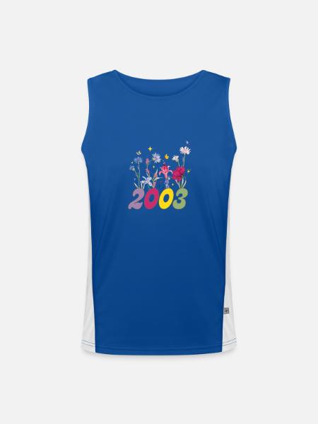 Year of birth 2003 wildflowers - Men's Functional Contrast Tank Top  - royal/white - Front