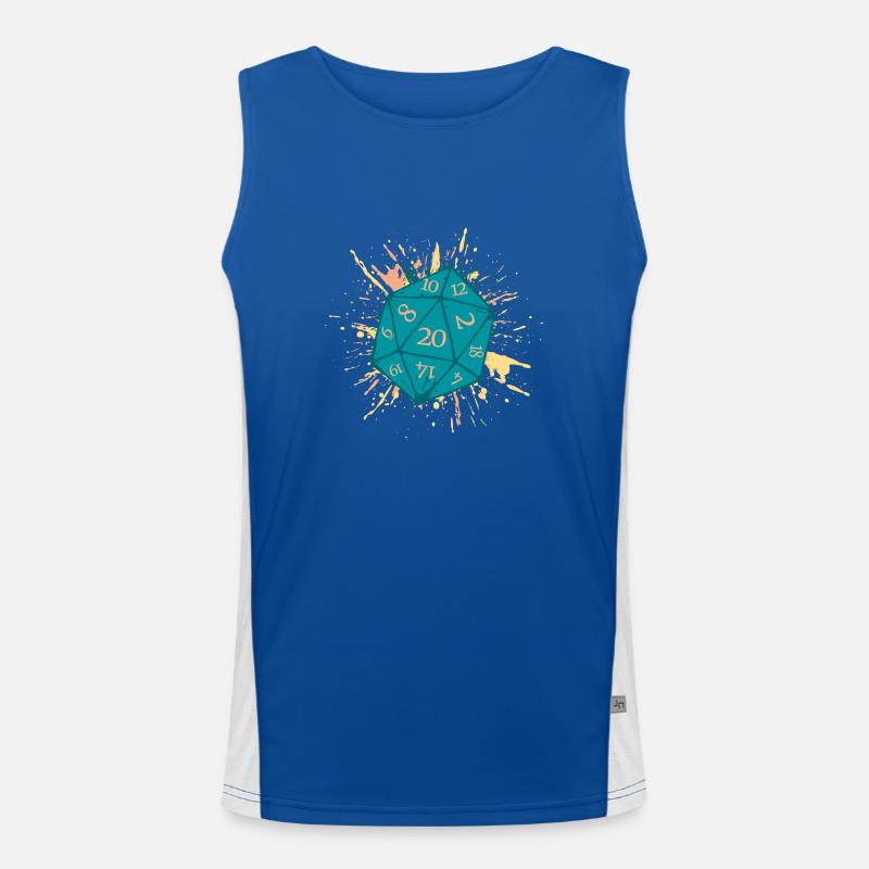 W20 Cube Splash Turquoise Yellow Orange D20 Pen Men's Functional Contrast Tank Top 
