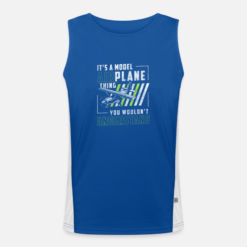 Airplane Miniature Flying Flight Men's Functional Contrast Tank Top 