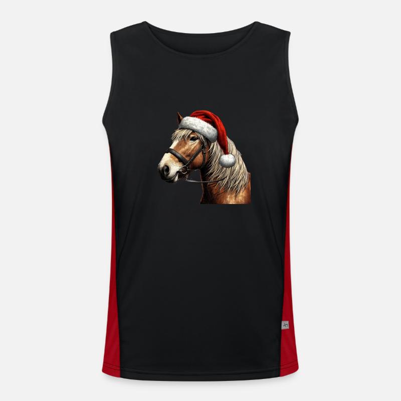 Julehest med julehat - Funktionel kontrast tanktop til herrer  - sort/rød