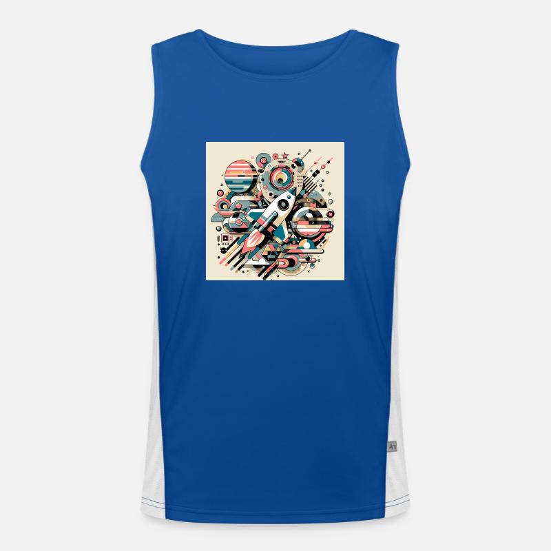 Bunte Weltraumexpedition Funktionelles Kontrast-Tank Top für Männer 