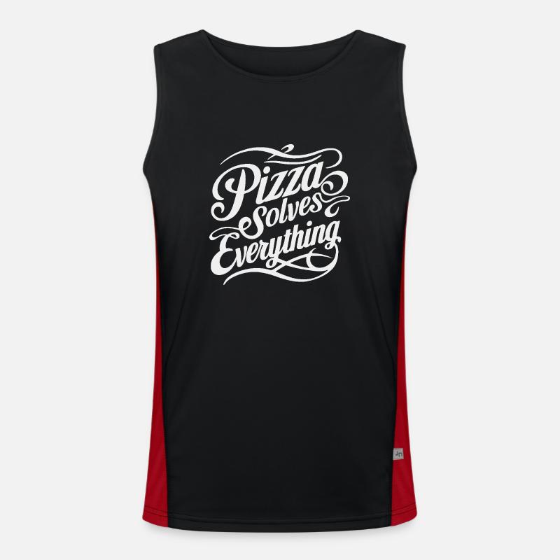 Pizza solves everything - Men's Functional Contrast Tank Top  - black/red