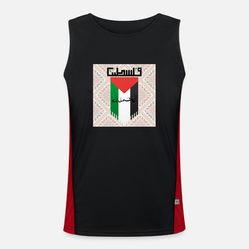 Palestinian Flag with Cultural Patterns - Men's Functional Contrast Tank Top - black/red