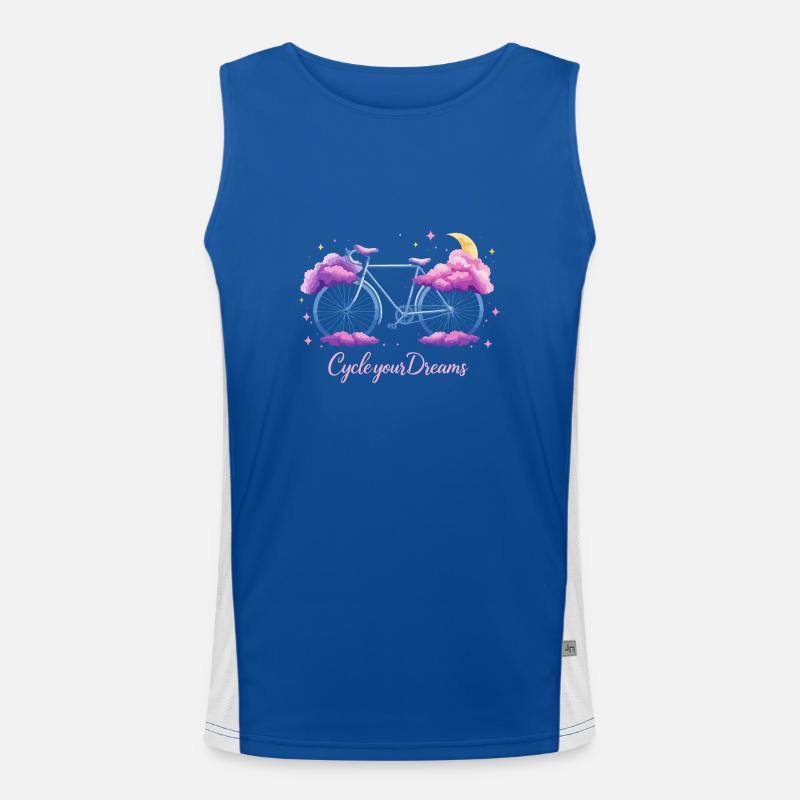 “Cycle Your Dreams” Cloud Bicycle Design with Moon Men's Functional Contrast Tank Top 