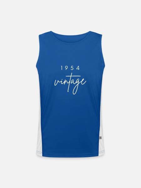 Jahrgang 1954 Geburtstag - Funktionelles Kontrast-Tank Top für Männer  - Royal/Weiß - Vorne