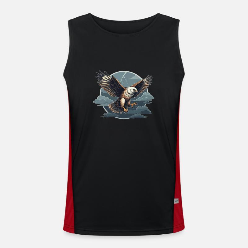 Goshawk and storm clouds - Men's Functional Contrast Tank Top - black/red