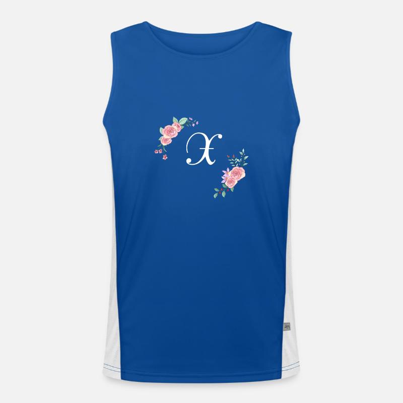 Rosa Blumenbuchstabe x Funktionelles Kontrast-Tank Top für Männer 
