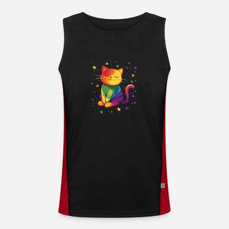 Süße Regenbogen Katze Funktionelles Kontrast-Tank Top für Männer 