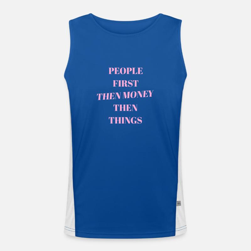 People First Then Money Mindset Motivation Men's Functional Contrast Tank Top 