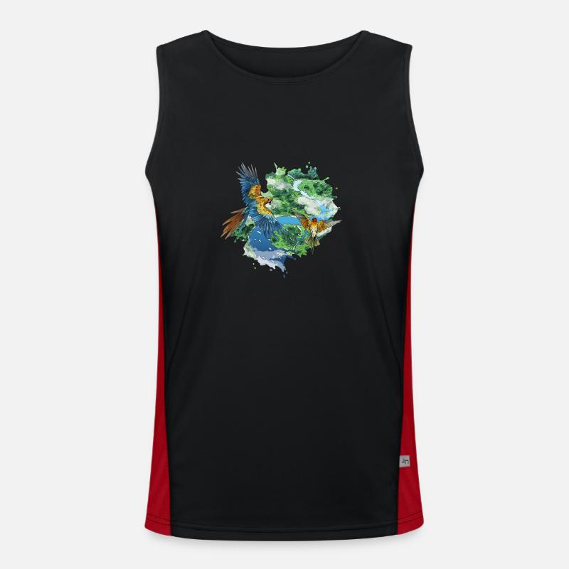 Parrots Flying Over the Jungle Men's Functional Contrast Tank Top 