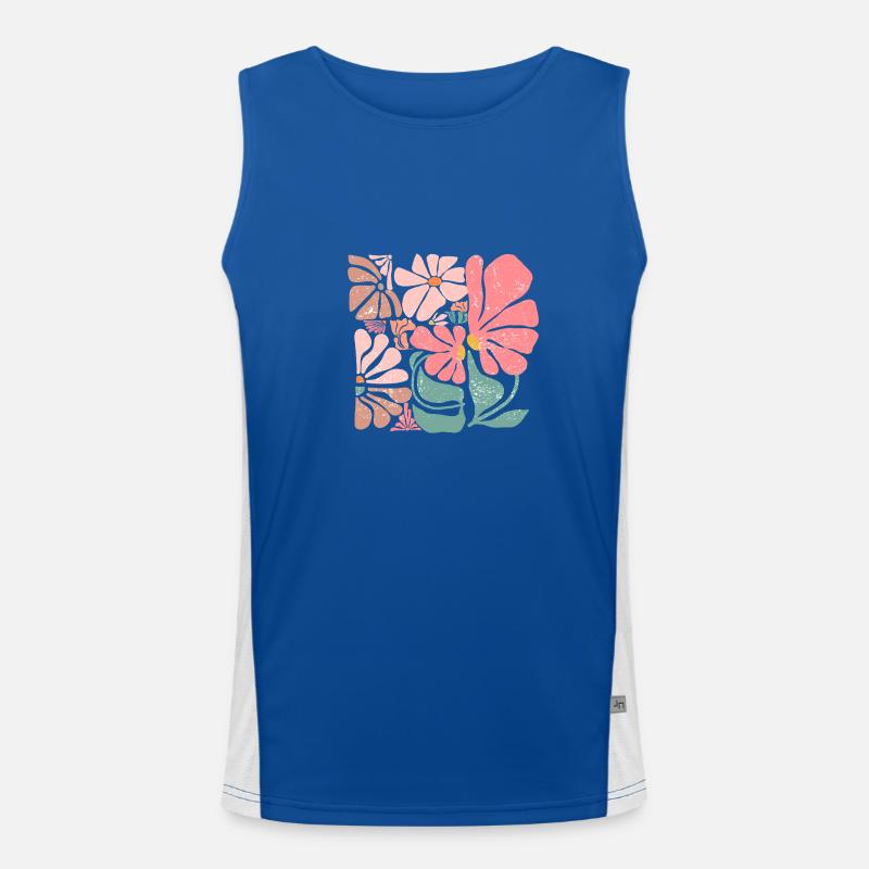 Fleurs groovy rétro rose Débardeur respirant contrasté Homme 