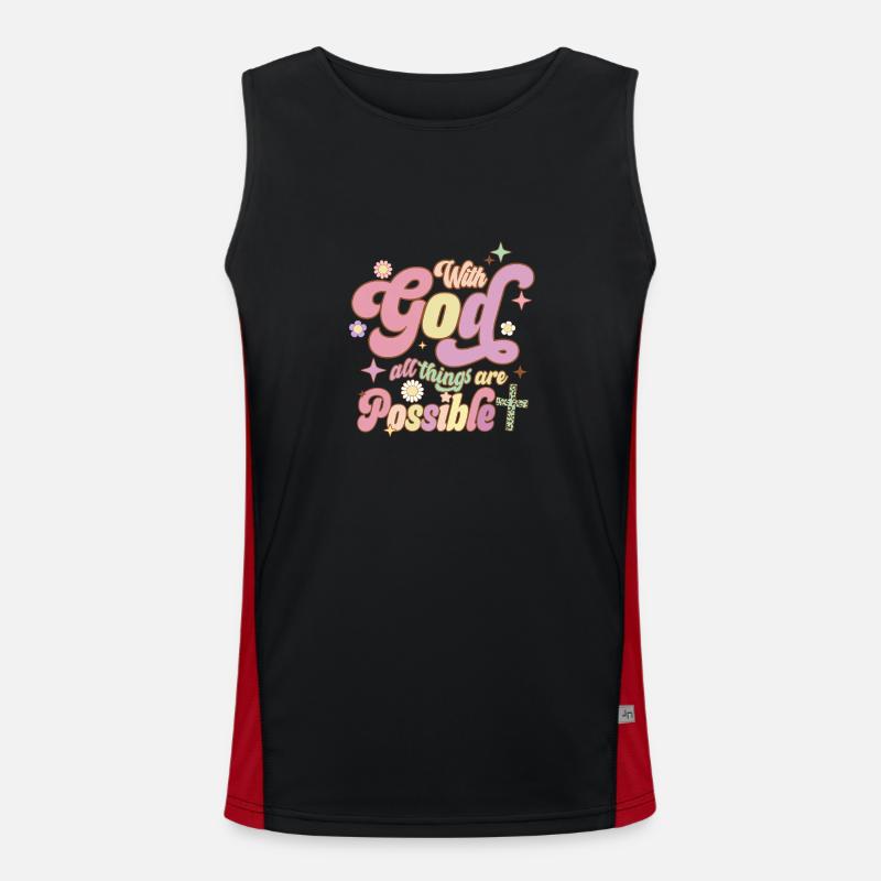 Everything is possible with God - Men's Functional Contrast Tank Top - black/red