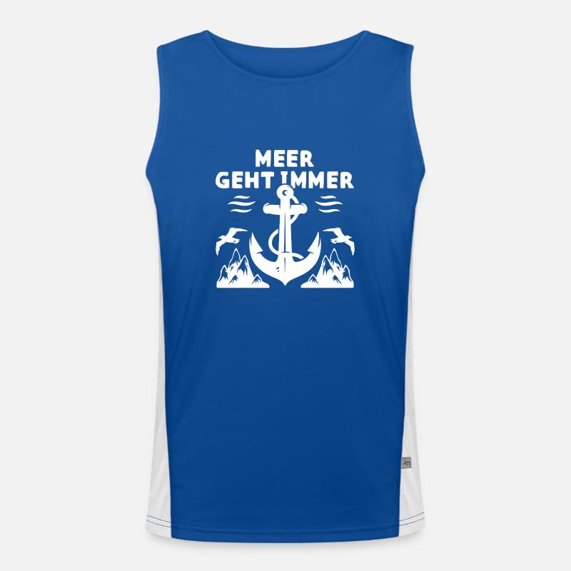 Meer Geht Immer Anker Nordsee Spruch Geschenk See Funktionelles Kontrast-Tank Top für Männer 