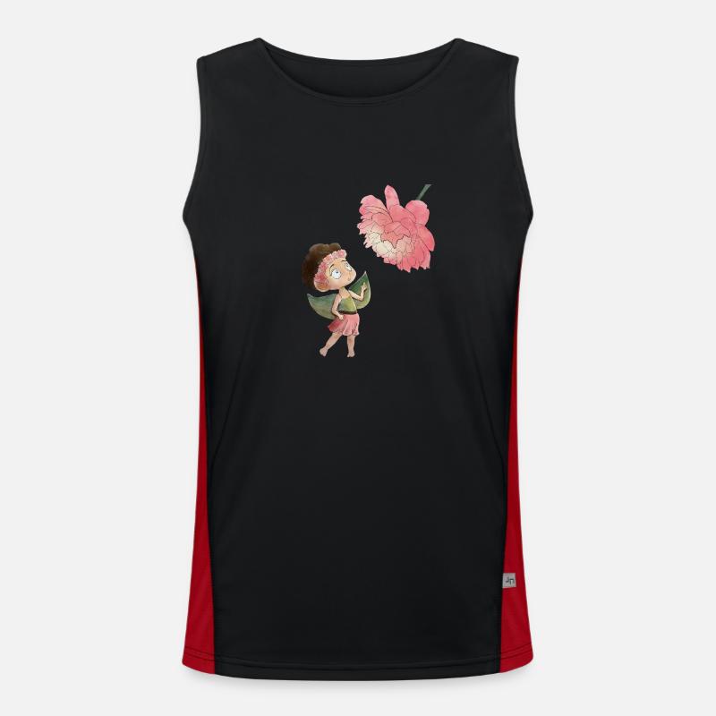 Magical fairy with peony - Men's Functional Contrast Tank Top  - black/red