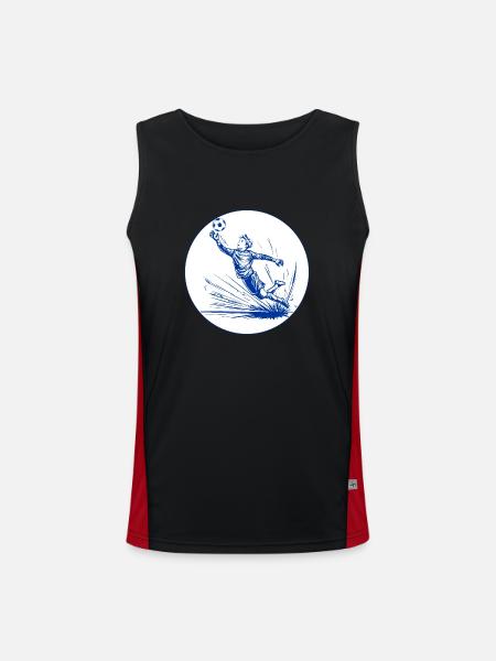 Goalkeeper (blue and white) - Men's Functional Contrast Tank Top  - black/red - Front