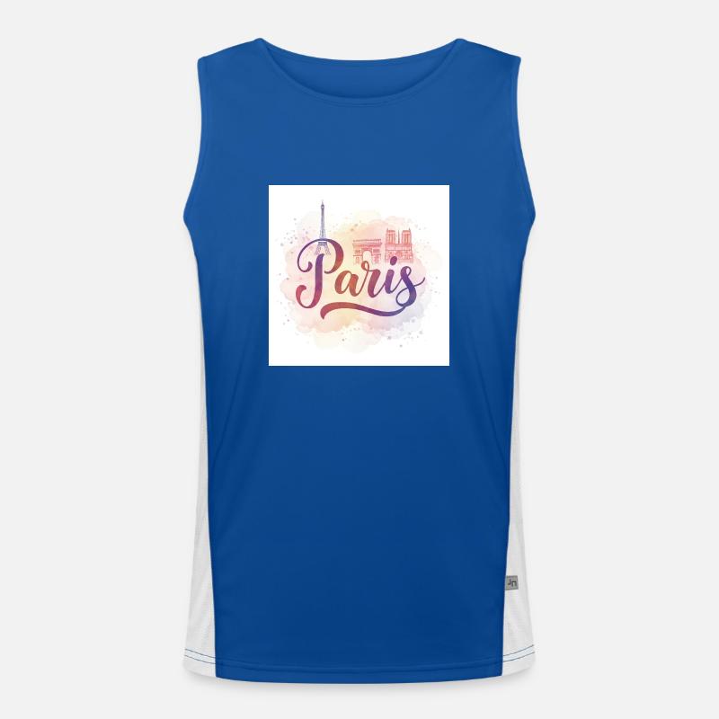 Paris Aquarell Funktionelles Kontrast-Tank Top für Männer 
