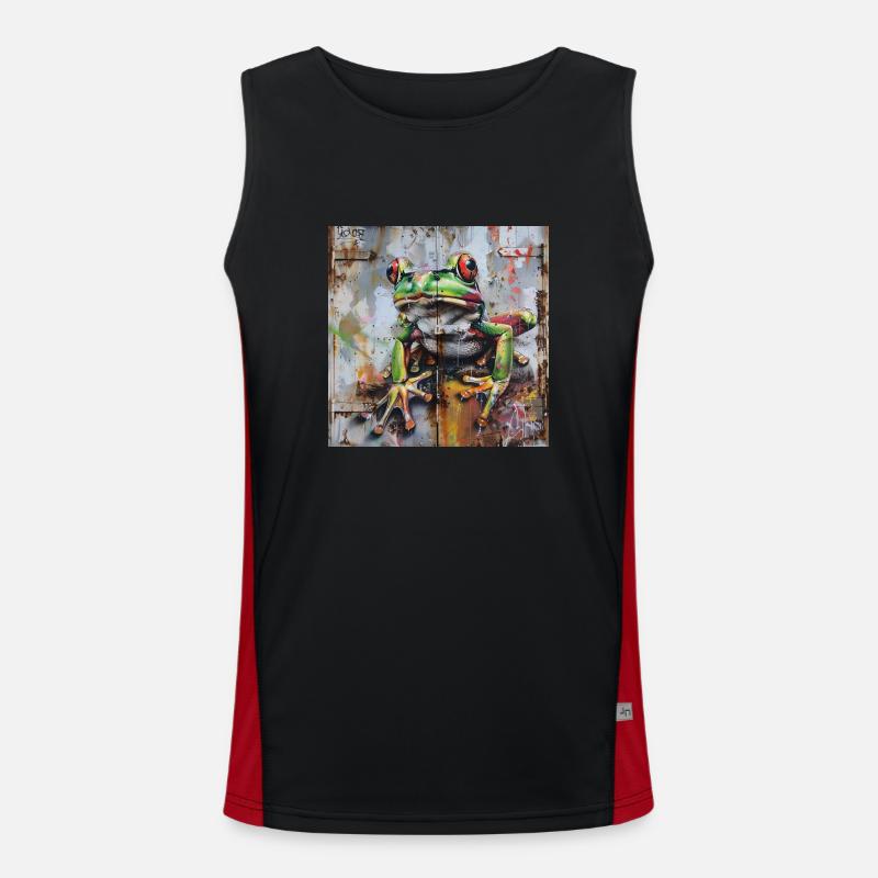 Graffiti green frog rusty surface Men's Functional Contrast Tank Top 