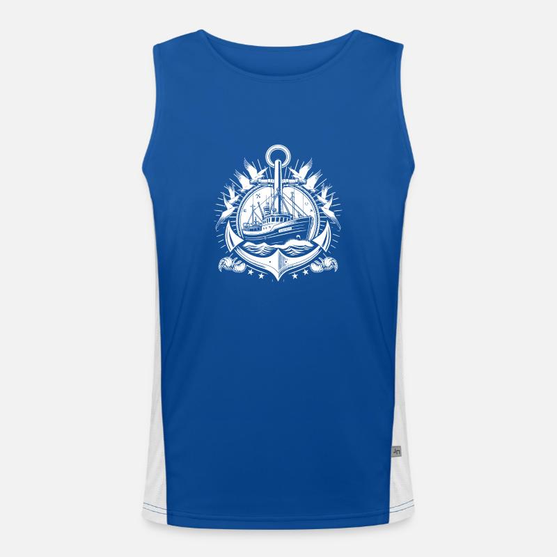 Fischerboot Logo Funktionelles Kontrast-Tank Top für Männer 