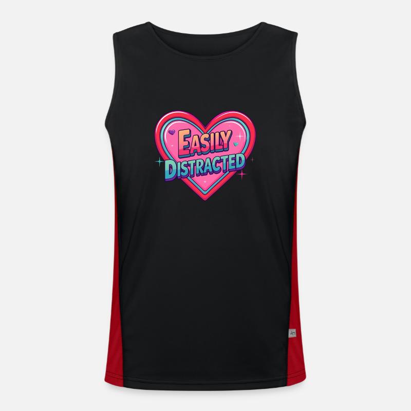 Easily Distracted – Retro Heart Design Men's Functional Contrast Tank Top 
