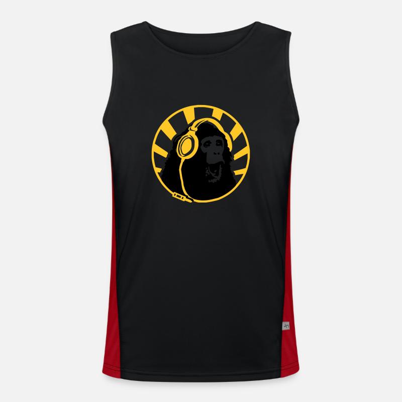 Monkey with Headphones - Men's Functional Contrast Tank Top - black/red