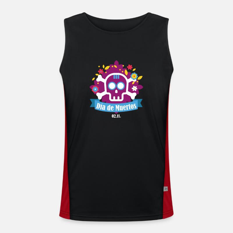 dia de muertos purple Men's Functional Contrast Tank Top 
