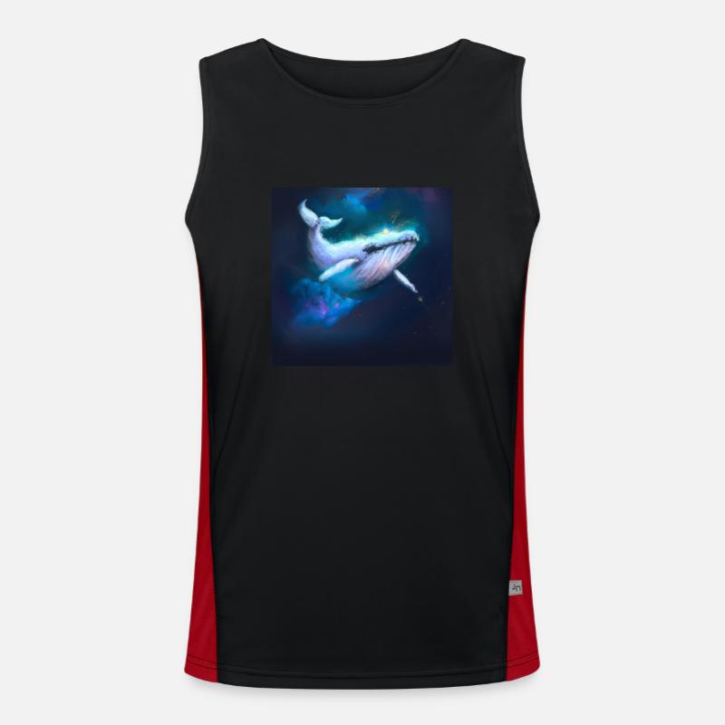 Whale floating in space Men's Functional Contrast Tank Top 