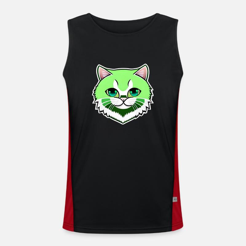 mignon petit chat vert Débardeur respirant contrasté Homme 