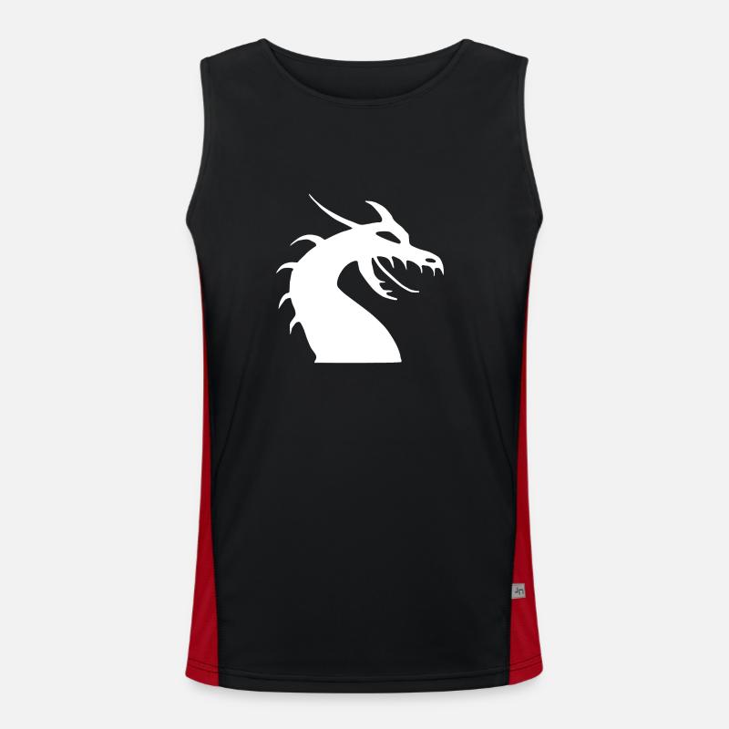 Dragon Head Silhouette Men's Functional Contrast Tank Top 