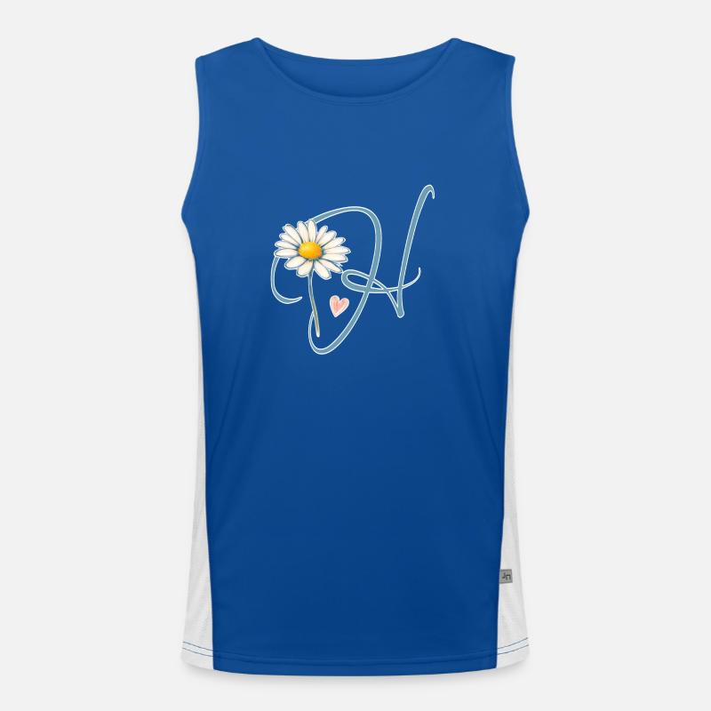 Buchstabe H Gänseblümchen Herz Funktionelles Kontrast-Tank Top für Männer 