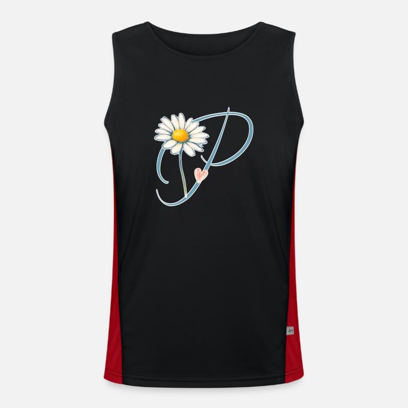Buchstabe P Gänseblümchen Herz Funktionelles Kontrast-Tank Top für Männer 