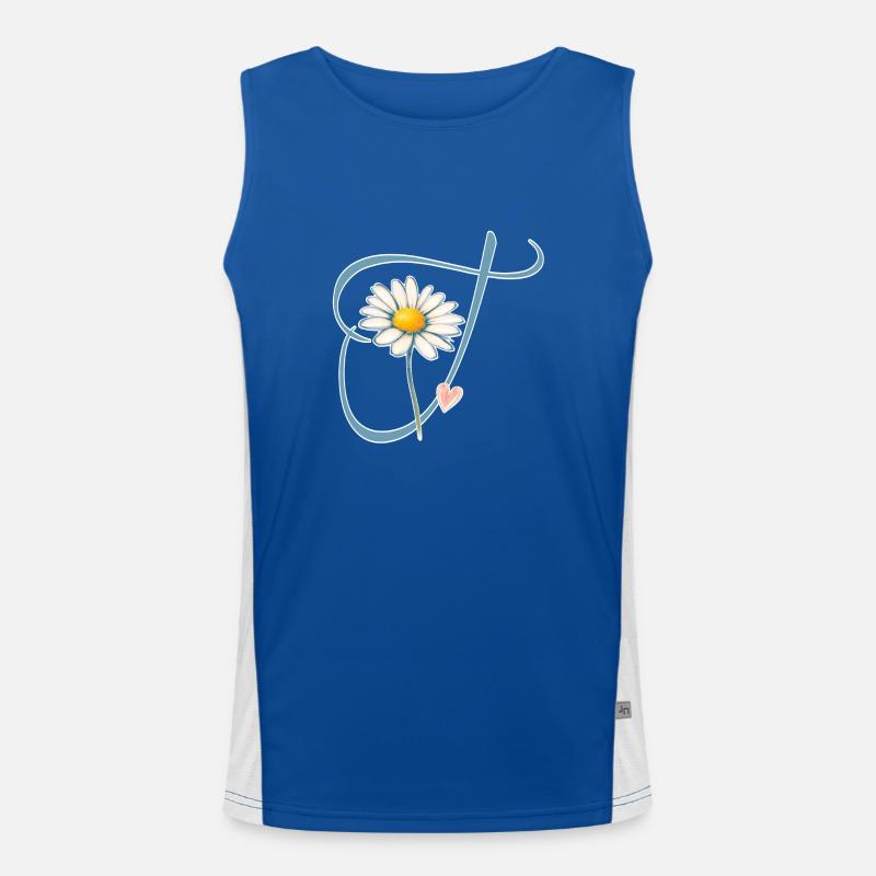 Letter T Daisy Heart Men's Functional Contrast Tank Top 