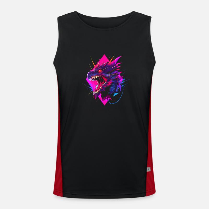 Synthwave Dragon Men's Functional Contrast Tank Top 