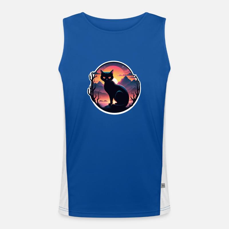 Cat Landscape and Sunset Men's Functional Contrast Tank Top 