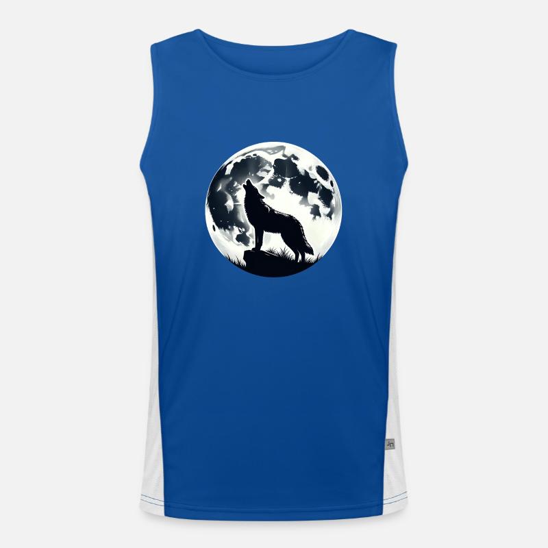 Wolf Howling At Moonlight Men's Functional Contrast Tank Top 