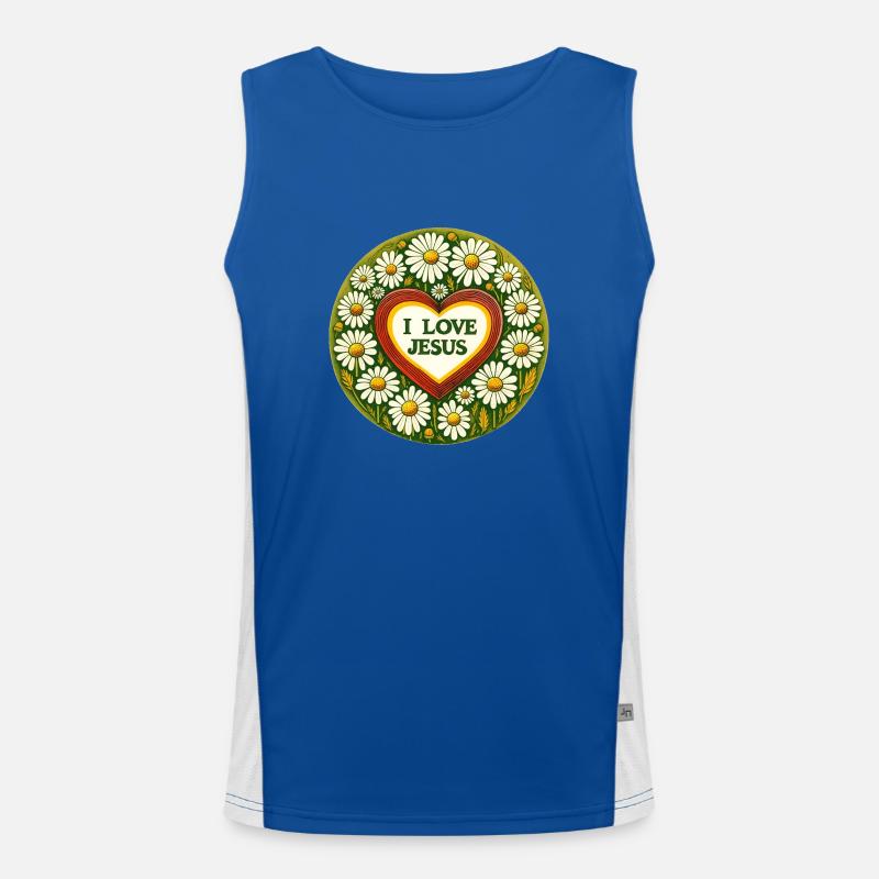 Ich liebe Jesus Funktionelles Kontrast-Tank Top für Männer 