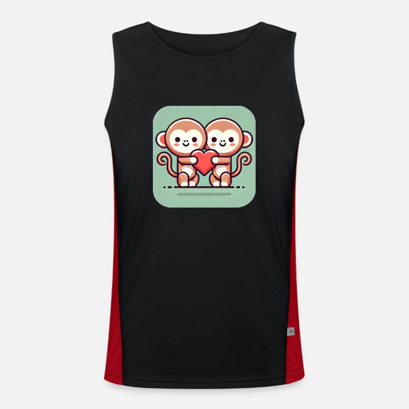 Affen mit Herz Funktionelles Kontrast-Tank Top für Männer 