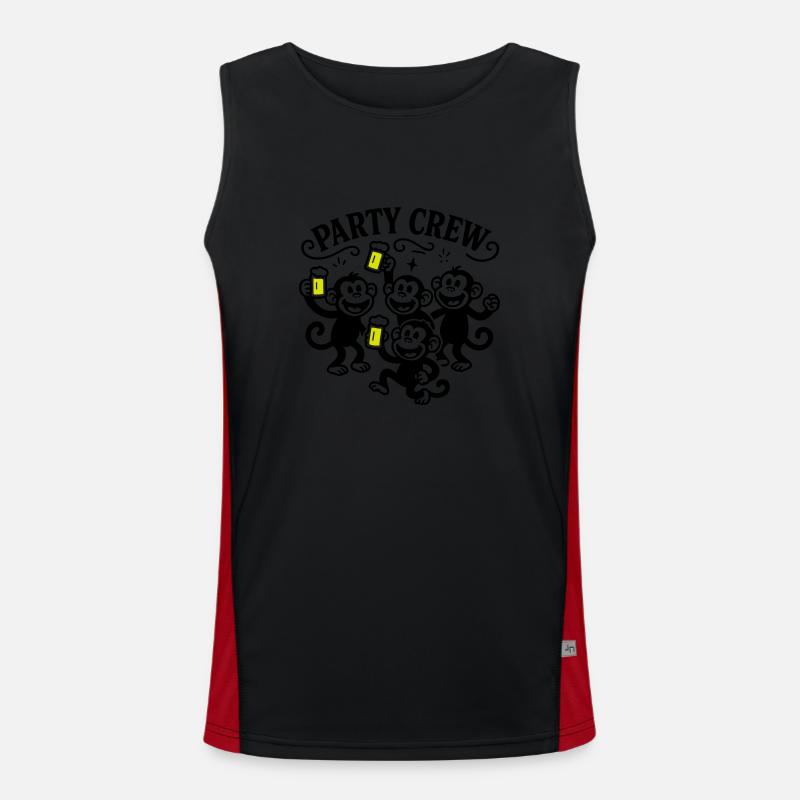 Party Crew Monkey Beer - Men's Functional Contrast Tank Top  - black/red