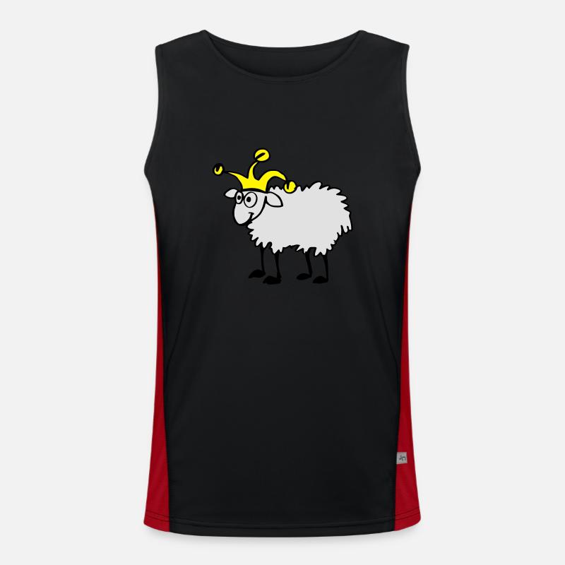 Sheep with dunce cap Men's Functional Contrast Tank Top 