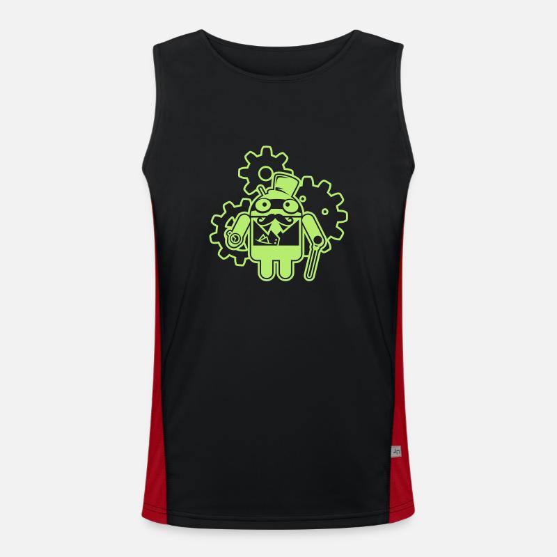 steampunkandroid_mono_light - Men's Functional Contrast Tank Top  - black/red
