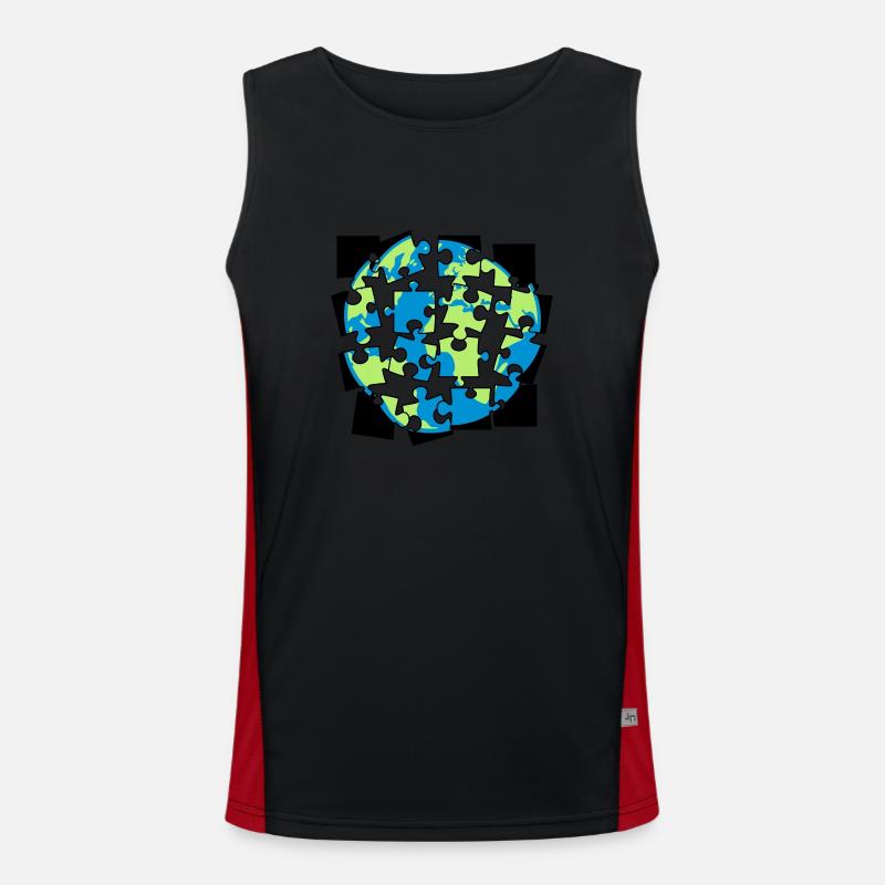 erde puzzle teile puzzleteil puzzlespiel bauen spi Funktionelles Kontrast-Tank Top für Männer 