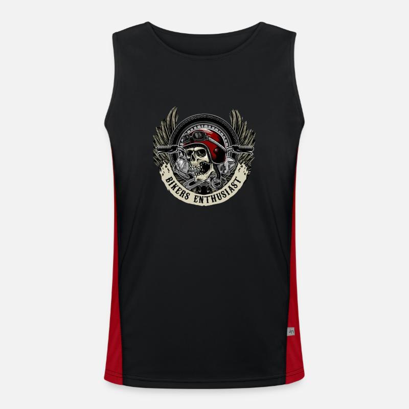 Motorcyclist, skull Men's Functional Contrast Tank Top 