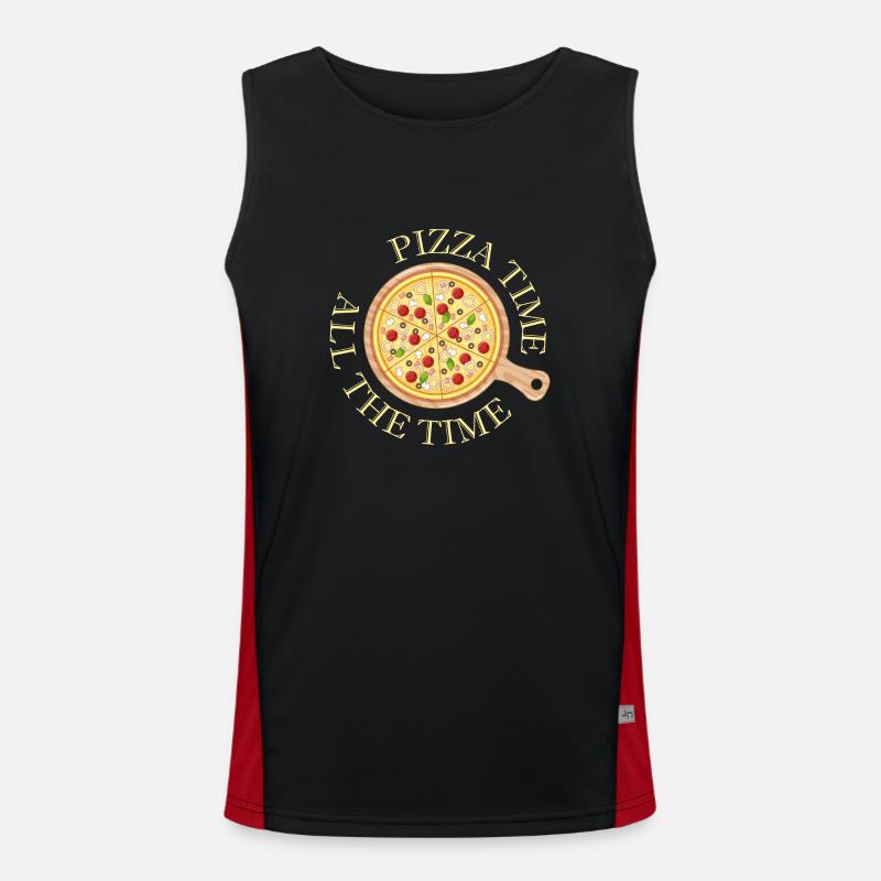 Pizza Time All The Time Lustiger Pizza Spruch Funktionelles Kontrast-Tank Top für Männer 