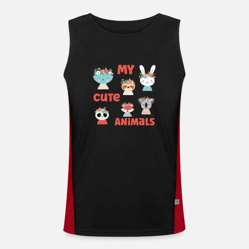 Mes animaux mignons, chat lapin, panda, Débardeur respirant contrasté Homme 
