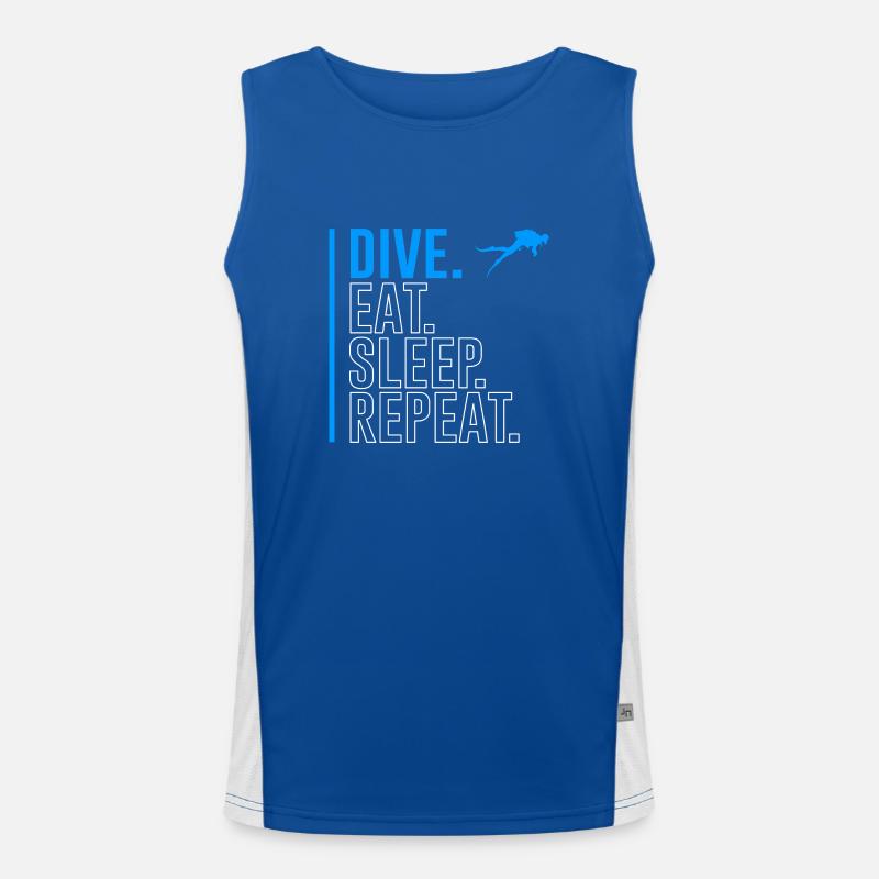 Divers Diving eat sleep dive repeat sayings Men's Functional Contrast Tank Top 