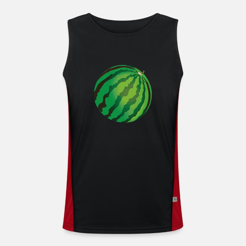 Wassermelone Illustration Rund Kugel Geschenkidee Funktionelles Kontrast-Tank Top für Männer 