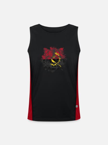 Angola - Men's Functional Contrast Tank Top  - black/red - Front