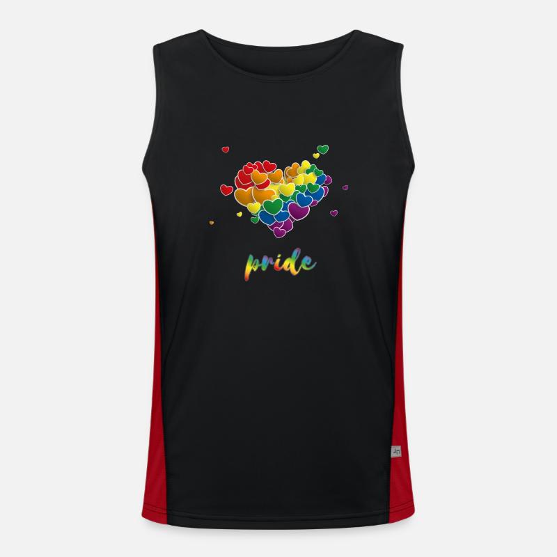 Rainbow Hearts Splash Pride Funktionelles Kontrast-Tank Top für Männer 
