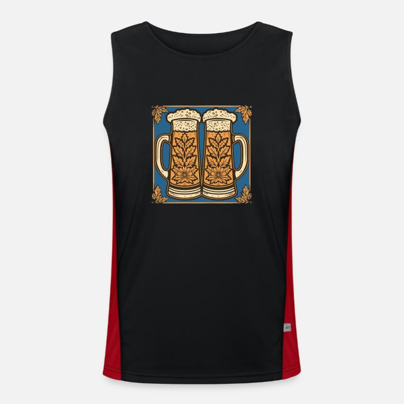 Biergarten München Oktober Bayern Bier Feiern Fest Funktionelles Kontrast-Tank Top für Männer 
