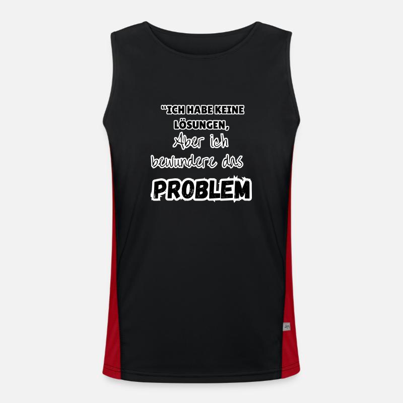 "Problem solution" - Men's Functional Contrast Tank Top  - black/red